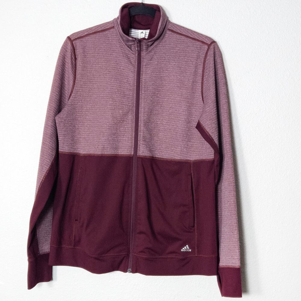Adidas Colorblock Zip Jacket Burgundy Size L Retro Athleisure Sporty